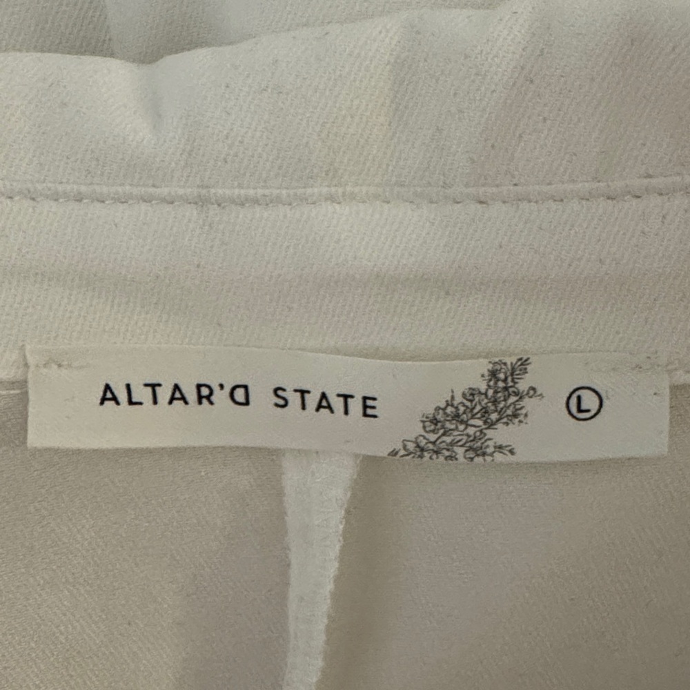 Altar'd State White Peplum Button-Down Blouse - Picture 2 of 8